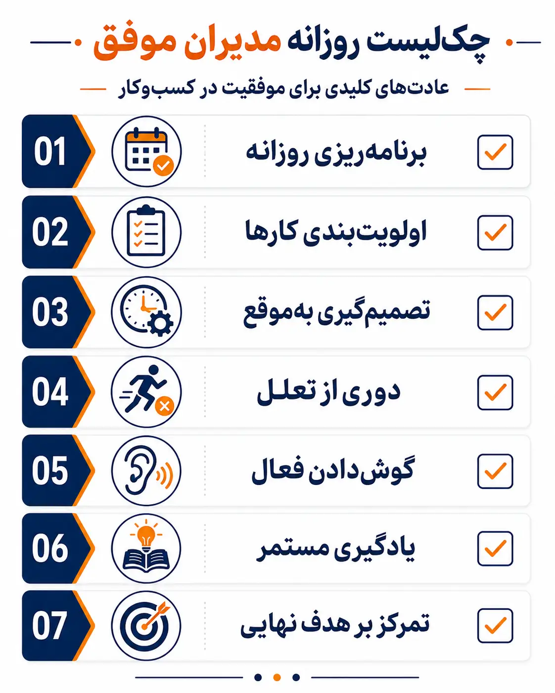 چک لیست روزانه مدیران موفق