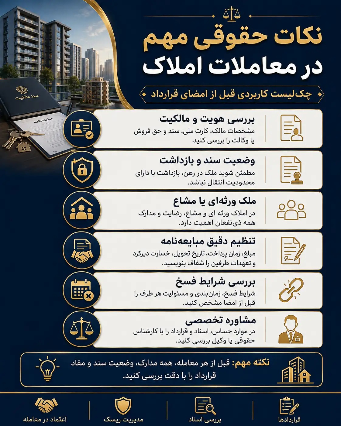 نکات حقوقی مهم در معاملات املاک 