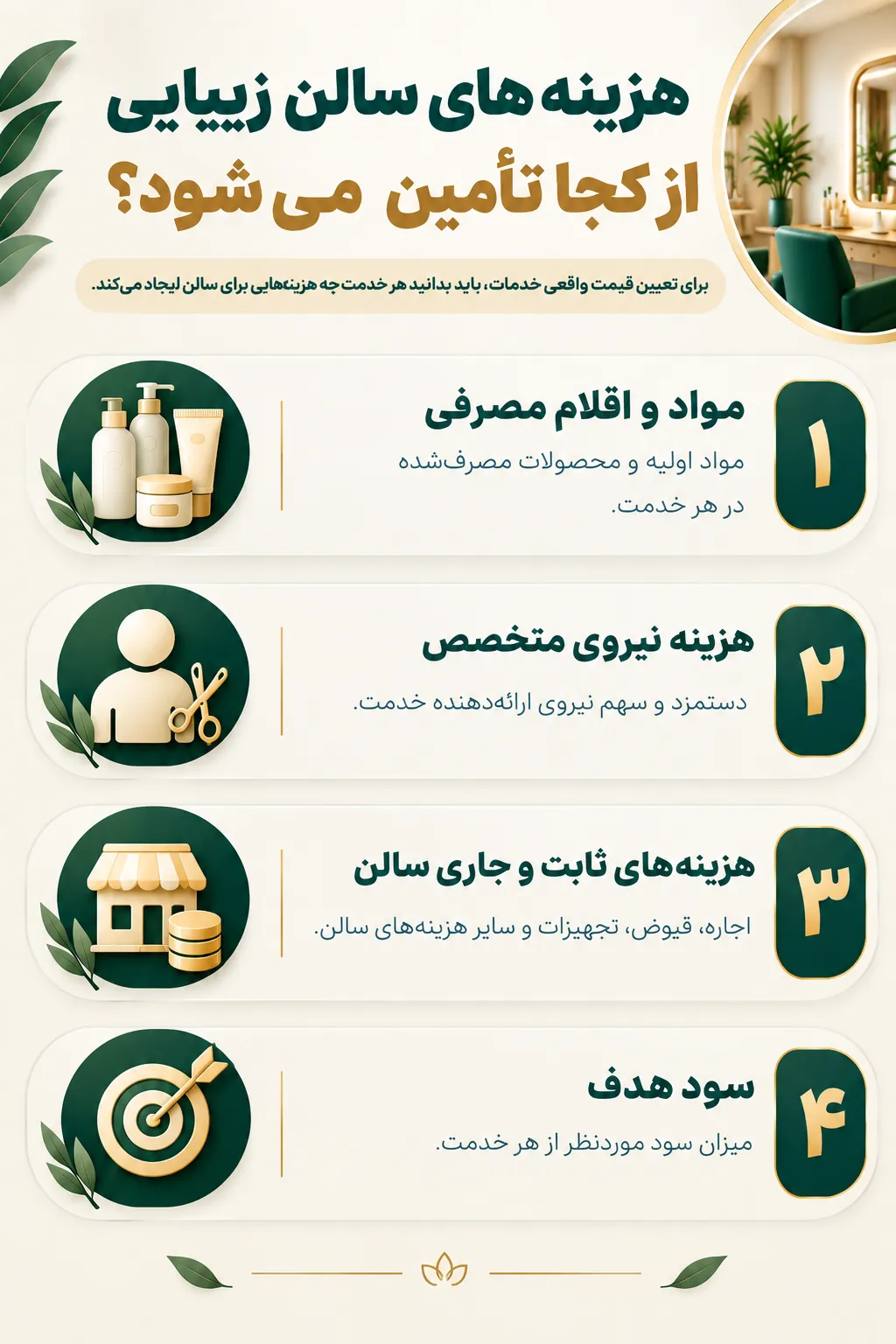 هزینه های سالن زیبایی